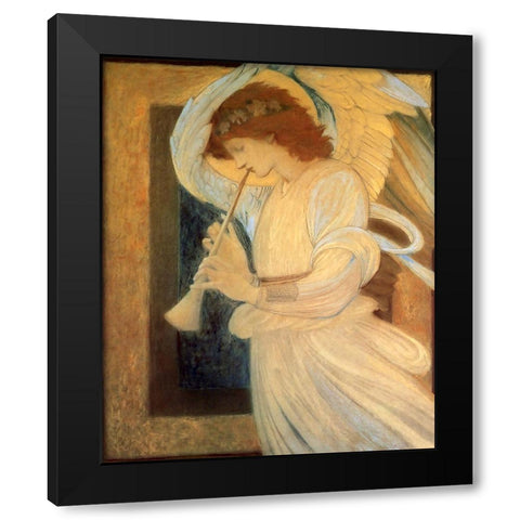 Angel With Shofar Black Modern Wood Framed Art Print by Vintage Apple Collection