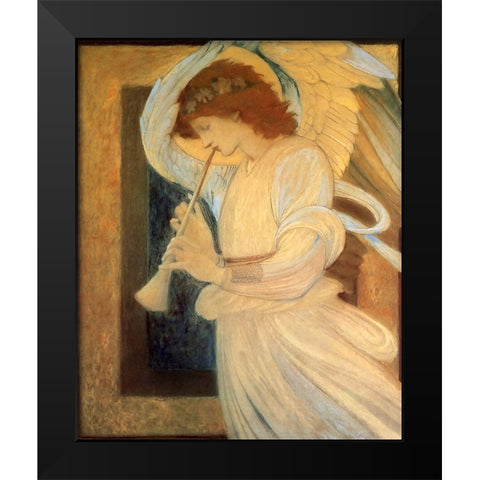 Angel With Shofar Black Modern Wood Framed Art Print by Vintage Apple Collection