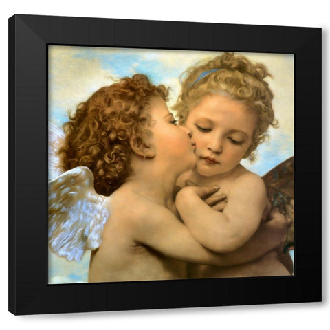 Bouguereau-Angels and cupids Black Modern Wood Framed Art Print by Vintage Apple Collection