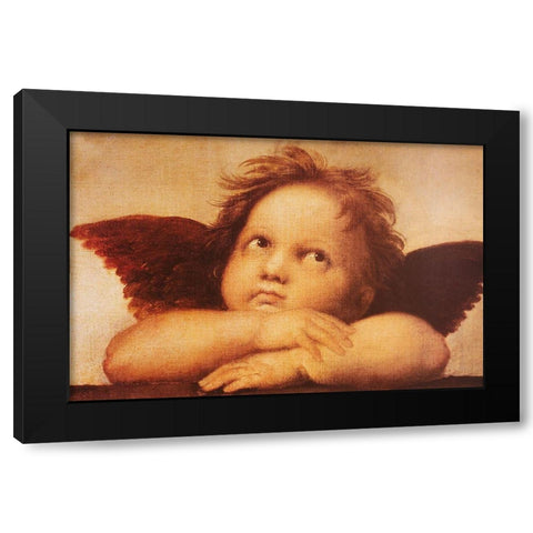 Classic Cherub One Black Modern Wood Framed Art Print with Double Matting by Vintage Apple Collection