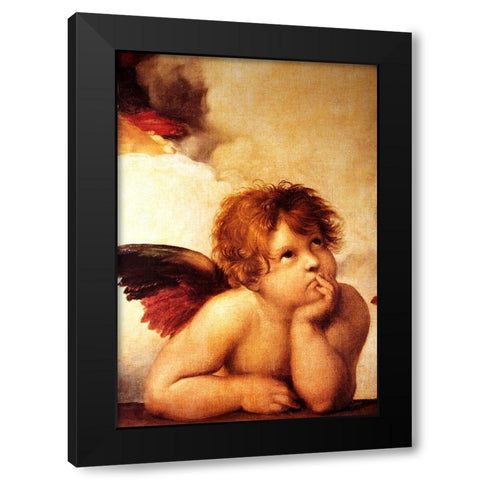 Classic Cherub Two Black Modern Wood Framed Art Print with Double Matting by Vintage Apple Collection