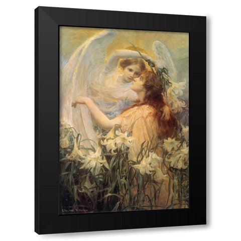 Swinstead-Two Angels Black Modern Wood Framed Art Print with Double Matting by Vintage Apple Collection