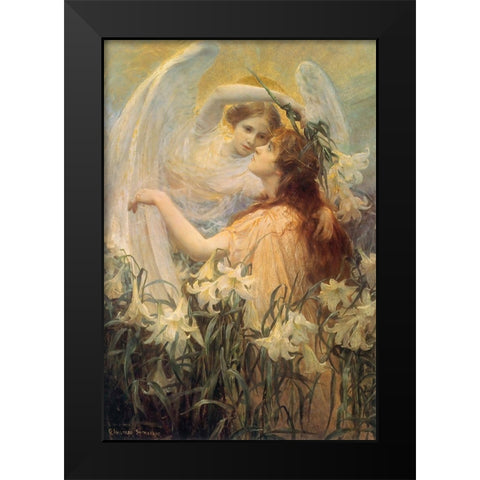 Swinstead-Two Angels Black Modern Wood Framed Art Print by Vintage Apple Collection