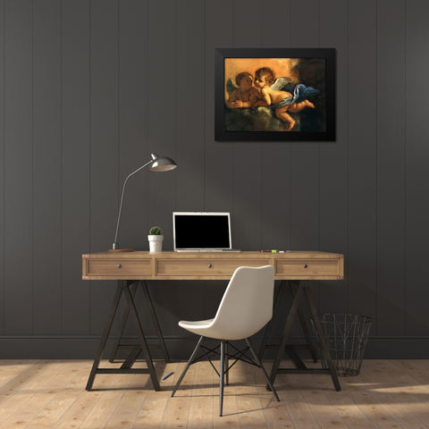 Two Angels Hands Clasped Black Modern Wood Framed Art Print by Vintage Apple Collection