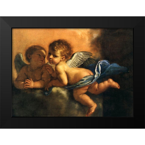 Two Angels Hands Clasped Black Modern Wood Framed Art Print by Vintage Apple Collection