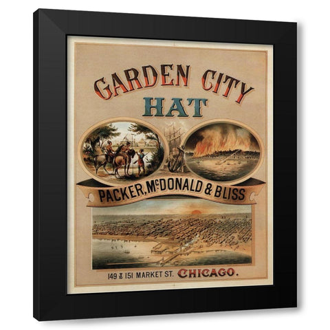 1878 Garden City Hat Black Modern Wood Framed Art Print by Vintage Apple Collection