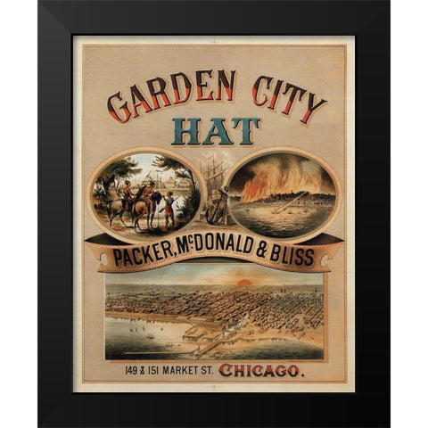 1878 Garden City Hat Black Modern Wood Framed Art Print by Vintage Apple Collection
