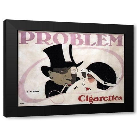 1912 Germany Problem Cigarettes Couple Black Modern Wood Framed Art Print by Vintage Apple Collection