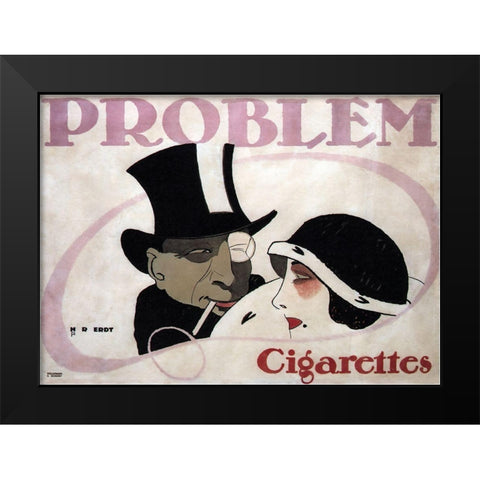1912 Germany Problem Cigarettes Couple Black Modern Wood Framed Art Print by Vintage Apple Collection