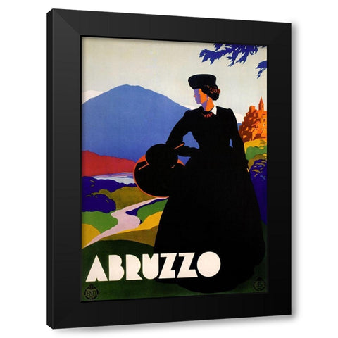 Abruzzo-Blackdress Black Modern Wood Framed Art Print with Double Matting by Vintage Apple Collection