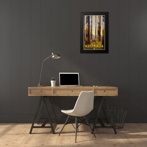 Australia Trees Black Modern Wood Framed Art Print by Vintage Apple Collection