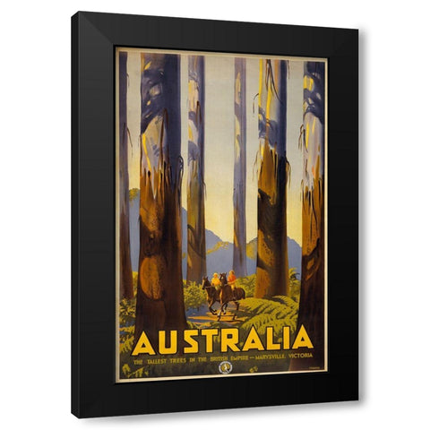 Australia Trees Black Modern Wood Framed Art Print by Vintage Apple Collection