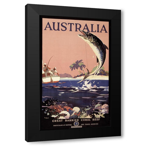 Australia Black Modern Wood Framed Art Print with Double Matting by Vintage Apple Collection