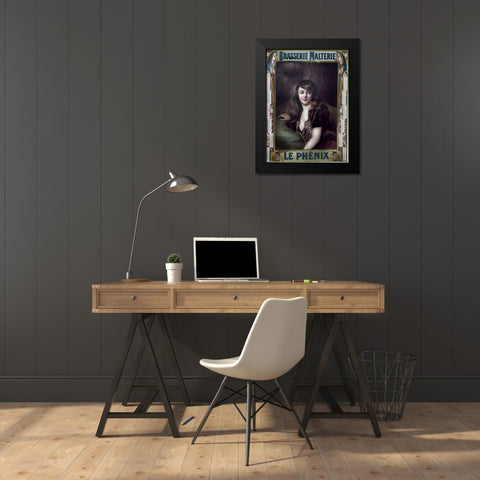 Brasserie Malterie Black Modern Wood Framed Art Print by Vintage Apple Collection