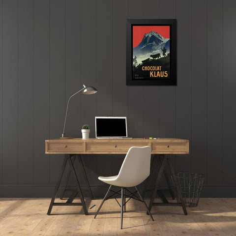 Chocolat Klaus Mountains Switzerland 1910 Black Modern Wood Framed Art Print by Vintage Apple Collection