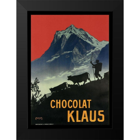 Chocolat Klaus Mountains Switzerland 1910 Black Modern Wood Framed Art Print by Vintage Apple Collection