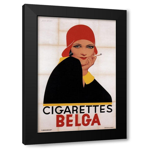 Cigarettes Belga Redhat Black Modern Wood Framed Art Print by Vintage Apple Collection