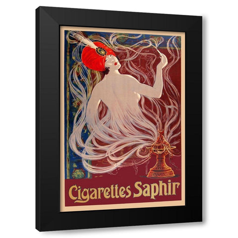 Cigarettes Saphir Black Modern Wood Framed Art Print by Vintage Apple Collection