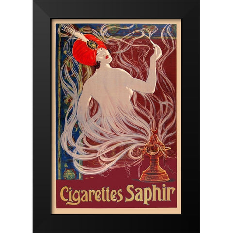 Cigarettes Saphir Black Modern Wood Framed Art Print by Vintage Apple Collection