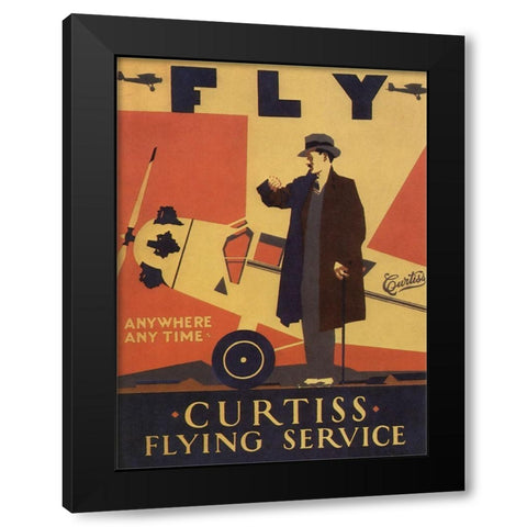 Curtiss Flying Service Black Modern Wood Framed Art Print by Vintage Apple Collection