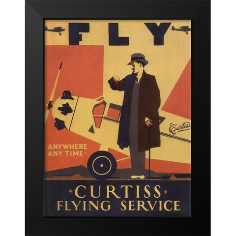 Curtiss Flying Service Black Modern Wood Framed Art Print by Vintage Apple Collection