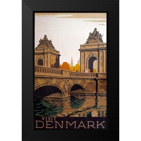 Denmark Black Modern Wood Framed Art Print by Vintage Apple Collection