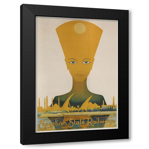 Egyptian State Railways Black Modern Wood Framed Art Print by Vintage Apple Collection