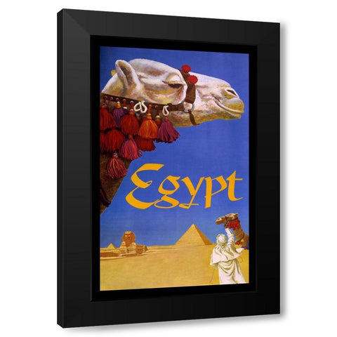 Eqypt Camel Black Modern Wood Framed Art Print with Double Matting by Vintage Apple Collection