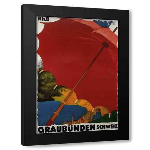 Graubunden Switzerland1918 Black Modern Wood Framed Art Print by Vintage Apple Collection