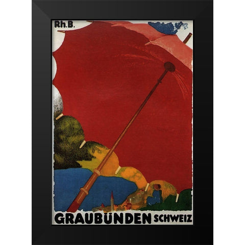 Graubunden Switzerland1918 Black Modern Wood Framed Art Print by Vintage Apple Collection