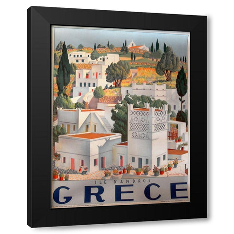 Grece Dandros Black Modern Wood Framed Art Print with Double Matting by Vintage Apple Collection