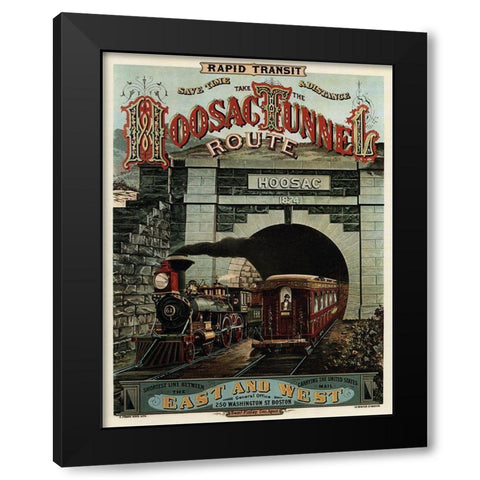 Hoosac Tunnel Black Modern Wood Framed Art Print by Vintage Apple Collection