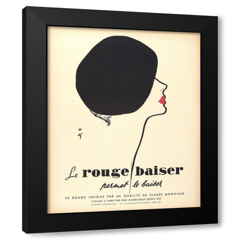 Le Rouge Baiser Black Modern Wood Framed Art Print with Double Matting by Vintage Apple Collection