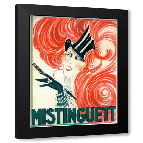 Mistinguett Redhead Cane Black Modern Wood Framed Art Print by Vintage Apple Collection