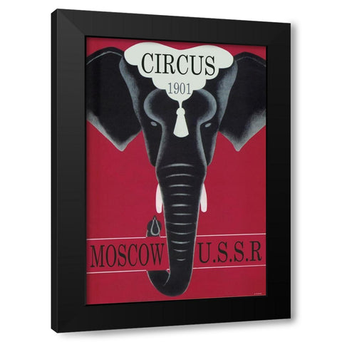Moscow Circus Ussr Black Modern Wood Framed Art Print with Double Matting by Vintage Apple Collection