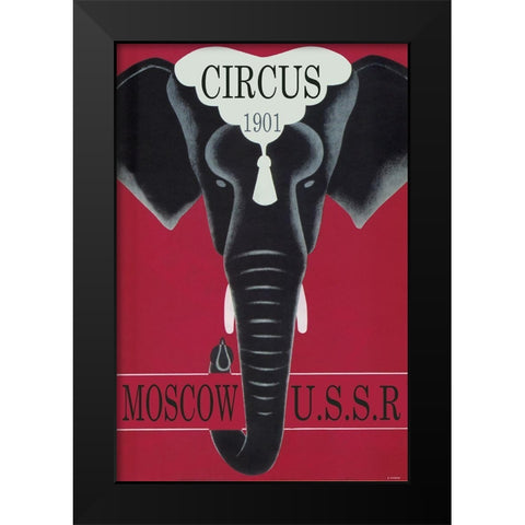Moscow Circus Ussr Black Modern Wood Framed Art Print by Vintage Apple Collection