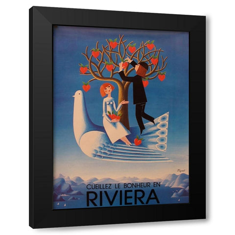 Riviera Black Modern Wood Framed Art Print by Vintage Apple Collection