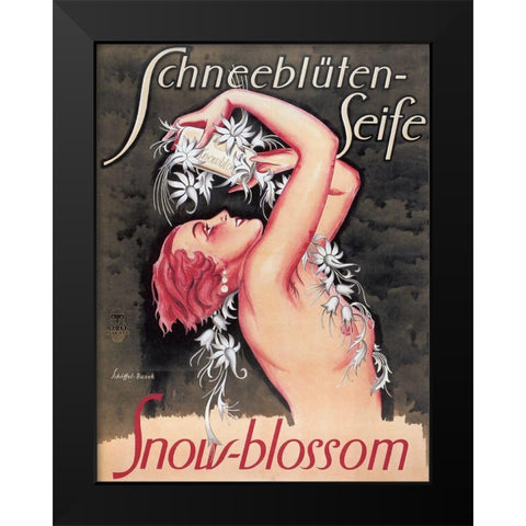 Snowblossom Soap Austria Black Modern Wood Framed Art Print by Vintage Apple Collection