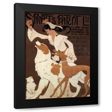 Spratts Dogs Black Modern Wood Framed Art Print by Vintage Apple Collection