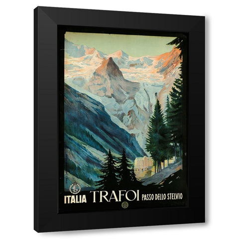 Trafoi Passo Dello Stelvio Black Modern Wood Framed Art Print by Vintage Apple Collection