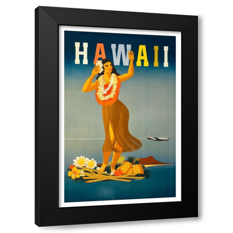 Trav Hawaii Black Modern Wood Framed Art Print with Double Matting by Vintage Apple Collection