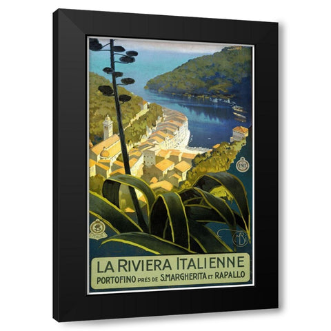 Trav Riviera Italienne Black Modern Wood Framed Art Print with Double Matting by Vintage Apple Collection