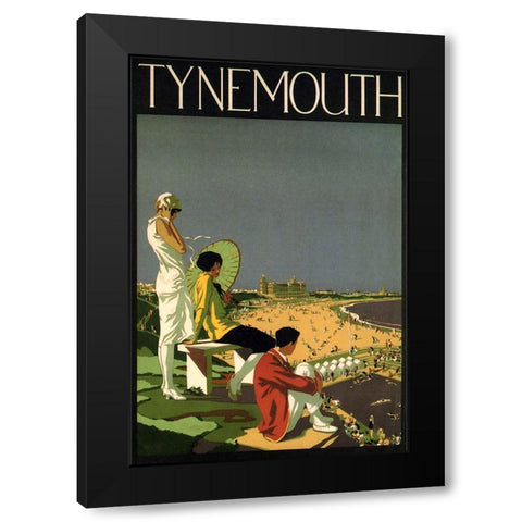 Tynemouth Britain Black Modern Wood Framed Art Print with Double Matting by Vintage Apple Collection