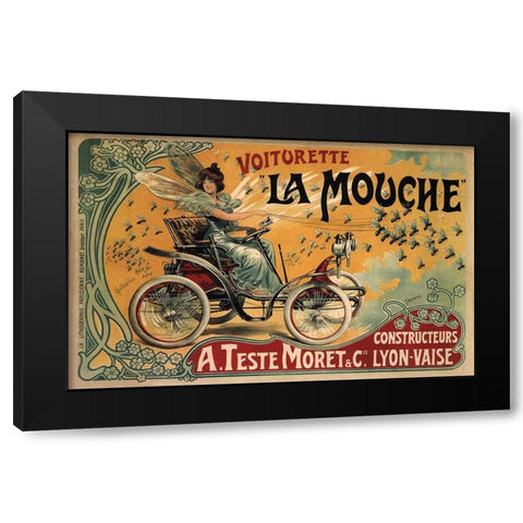 Voiturette La Mouche France1900 Black Modern Wood Framed Art Print by Vintage Apple Collection