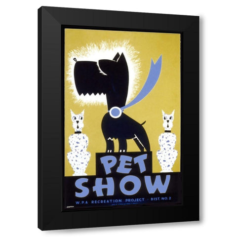 Wpa Poster Petshow Scottie Black Modern Wood Framed Art Print by Vintage Apple Collection
