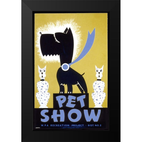 Wpa Poster Petshow Scottie Black Modern Wood Framed Art Print by Vintage Apple Collection