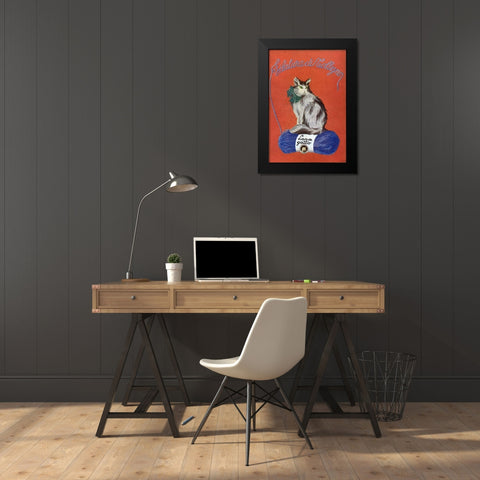 Yarncat Black Modern Wood Framed Art Print by Vintage Apple Collection