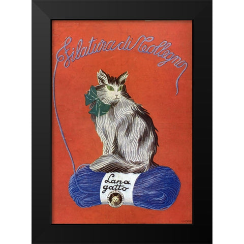 Yarncat Black Modern Wood Framed Art Print by Vintage Apple Collection