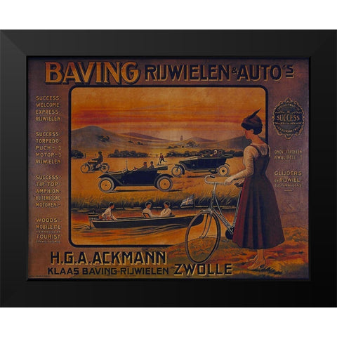 Bike 10 Black Modern Wood Framed Art Print by Vintage Apple Collection