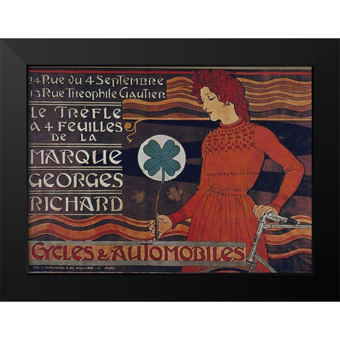 Bike 13 Black Modern Wood Framed Art Print by Vintage Apple Collection